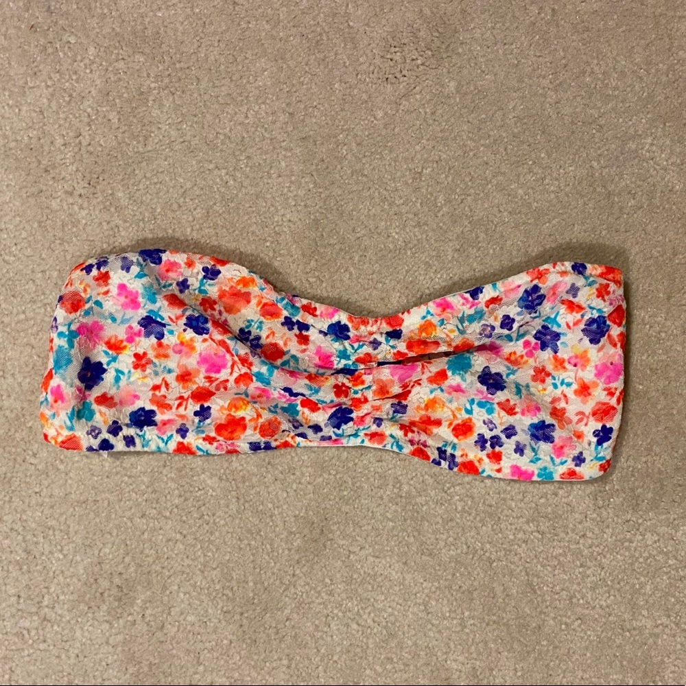 PINK Floral Lace Bandeau Size L
